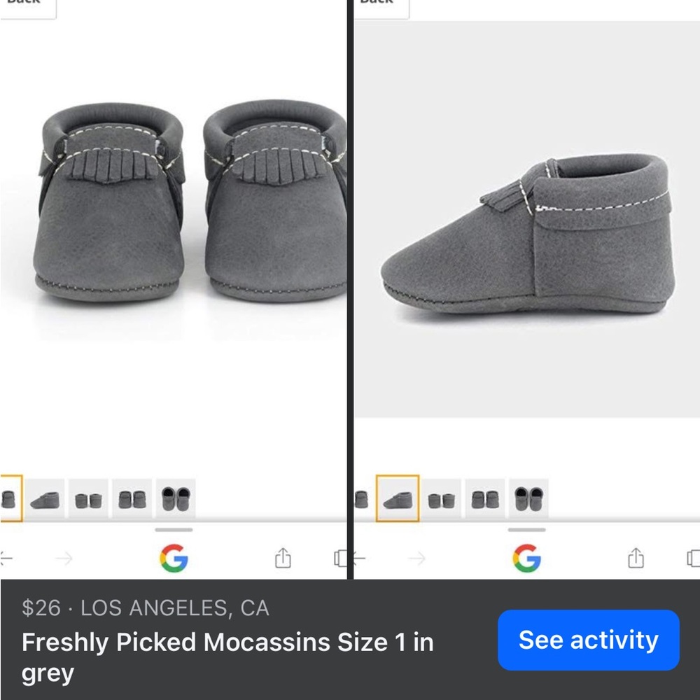 Freshly Picked Kids Moccasins in Gray